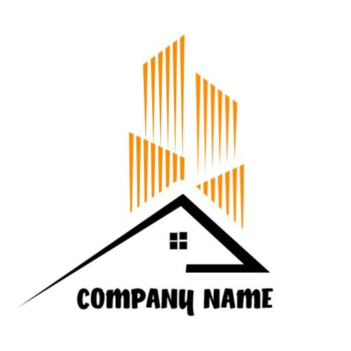 Modern Orange Skyscraper and House Design for Real Estate Logo Template