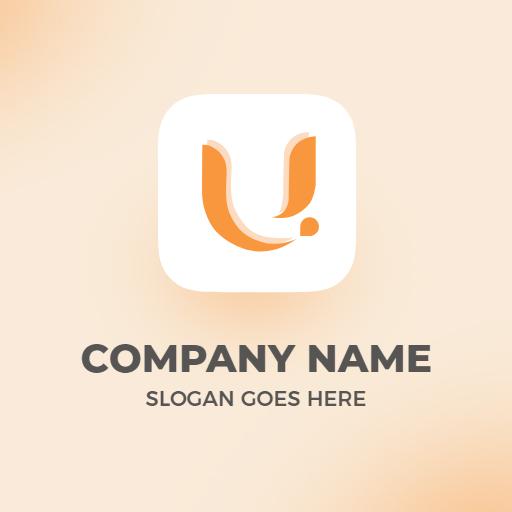 Modern Orange U Letter Design with Soft Background Logo Template