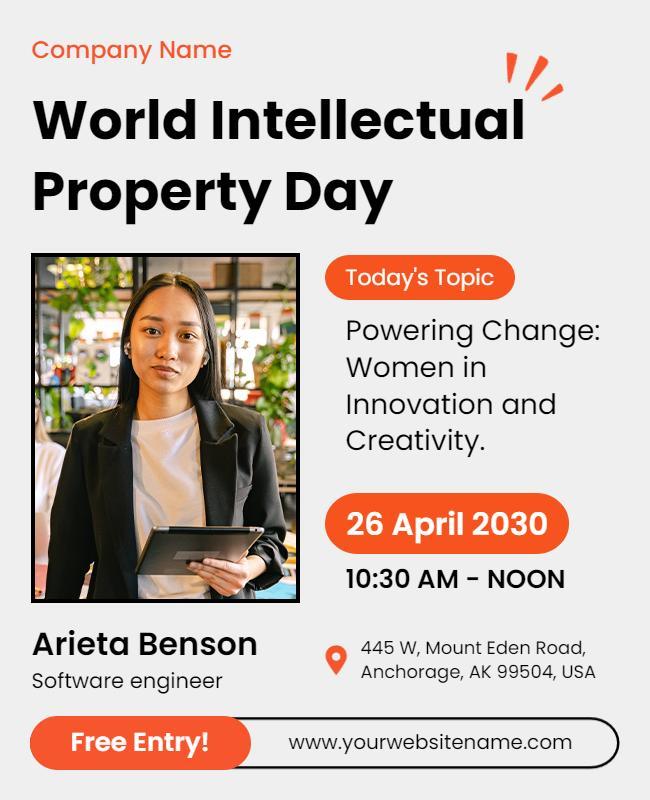 Modern Orange World Intellectual Property Day Event Poster Template