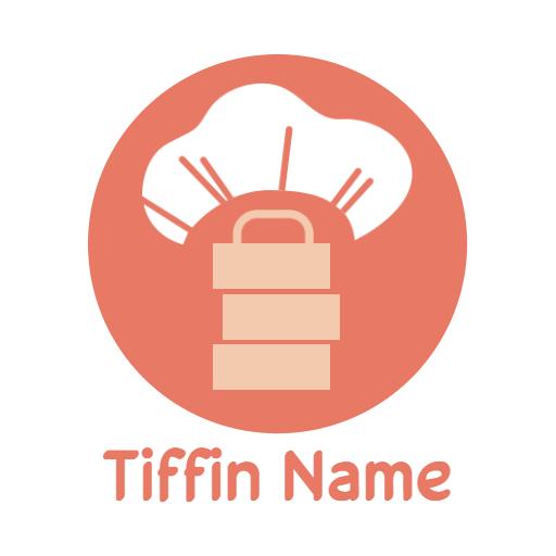 Modern Peach and White Tiffin Design Featuring Culinary Art Logo Template