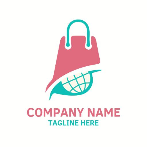 Modern Pink and Teal Shopping Bag Logo for Wholesale Business Template