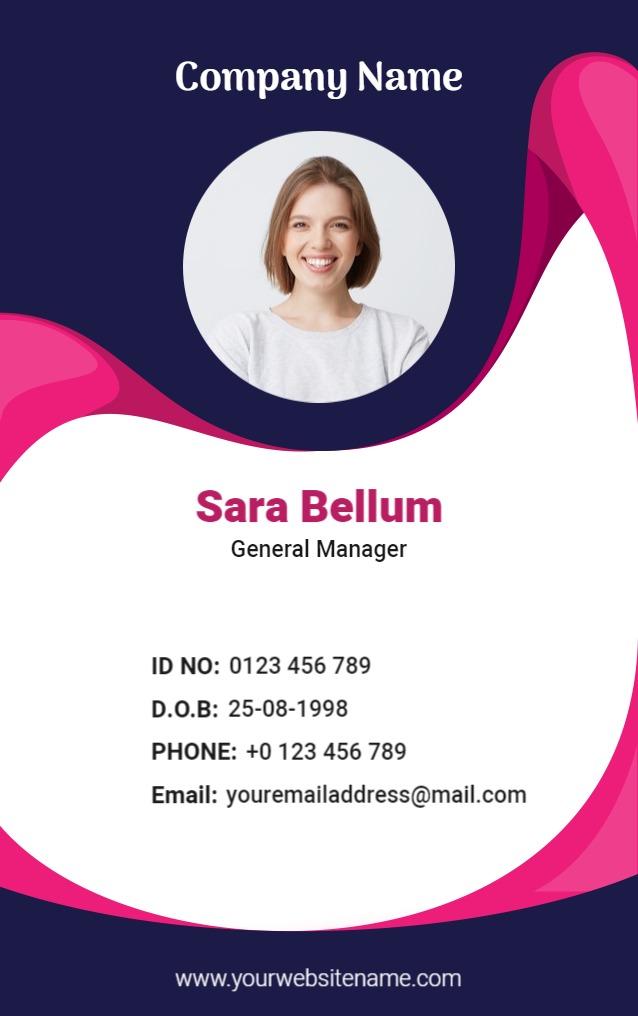 Modern Pink Circular Photo Identity Card Template