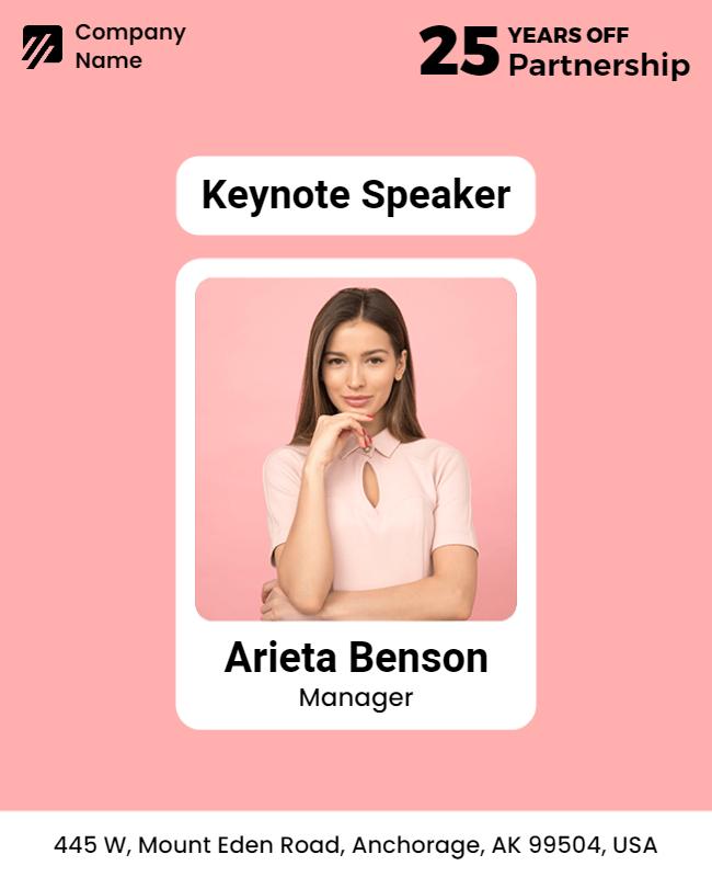 Modern Pink Keynote Speaker Event Poster Template