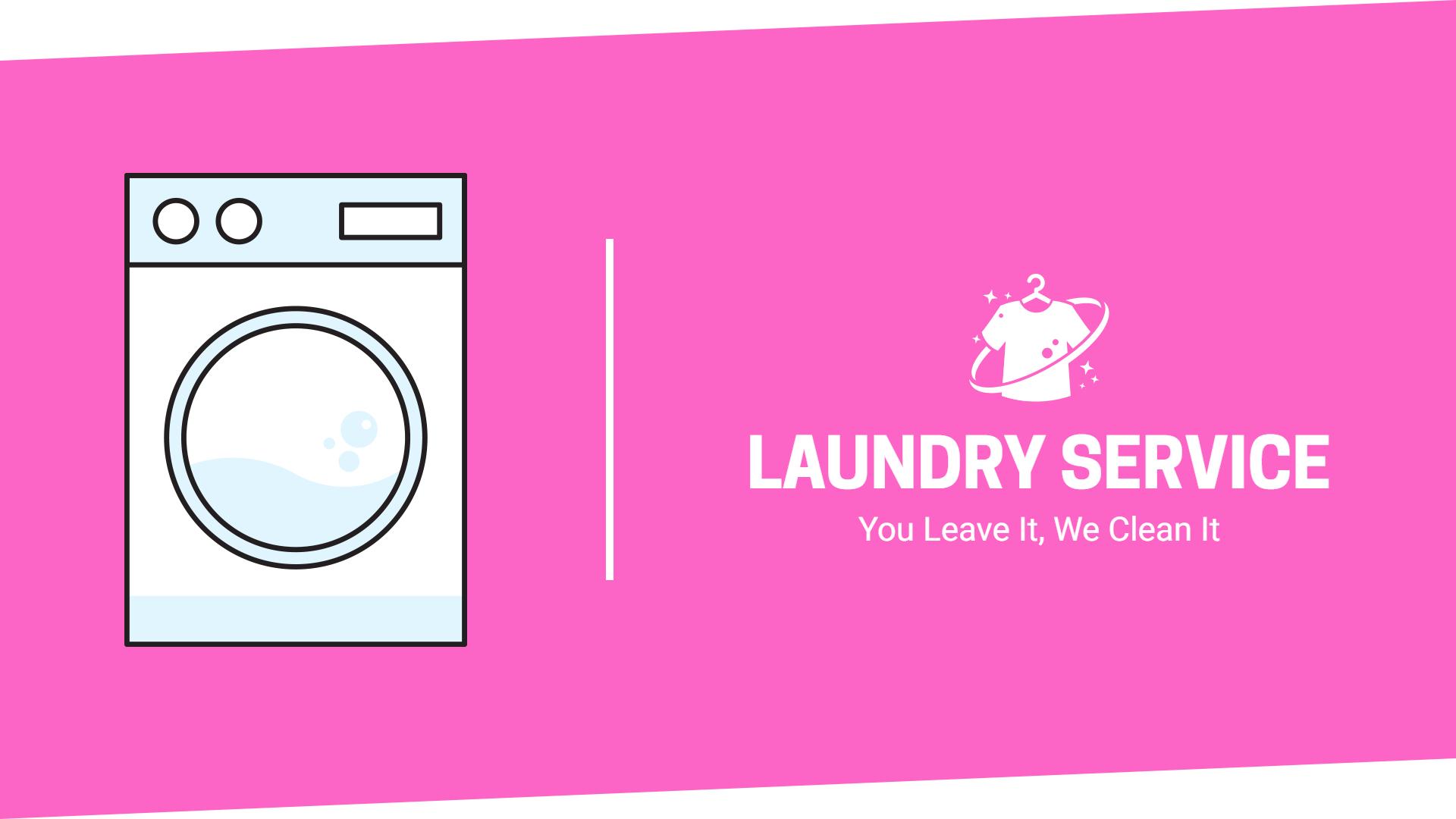 Modern Pink Laundry Service Business Overview Presentation Template