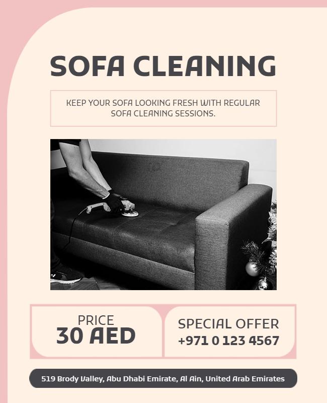 Modern Pink Sofa Cleaning Service Promotion Poster Template