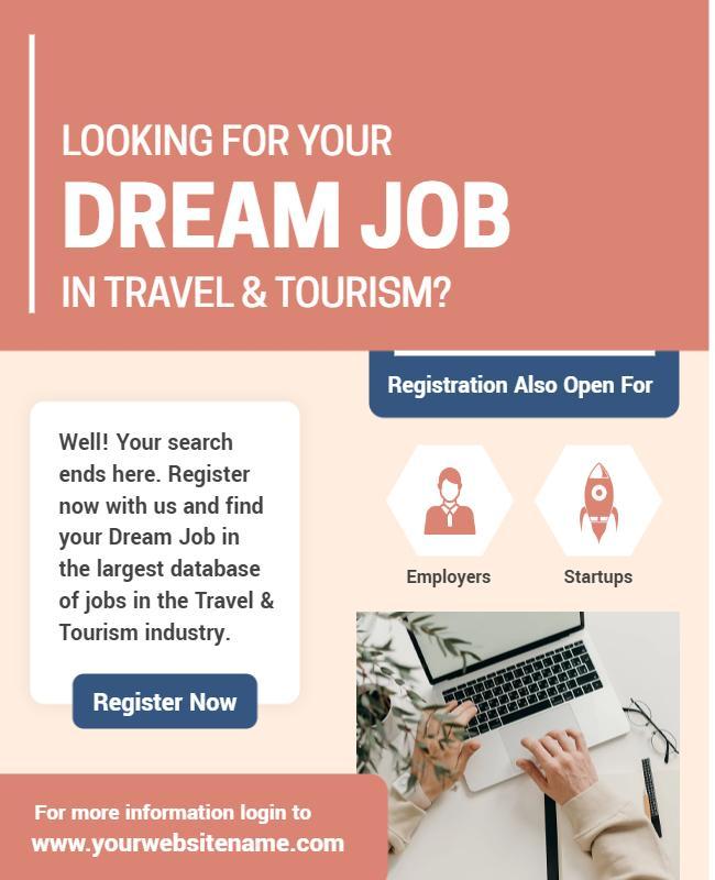 Modern Pink Travel and Tourism Job Search Poster Template
