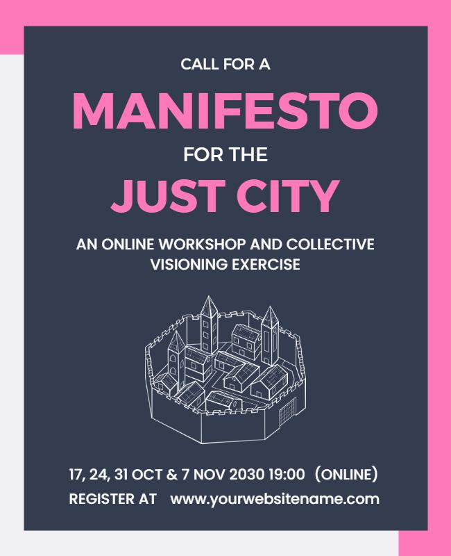 Modern Pink Urban Workshop Announcement Poster Template