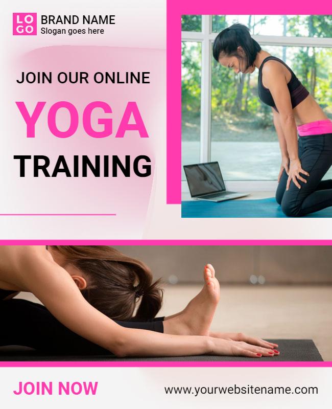 Modern Pink Yoga Training Online Class Poster Template