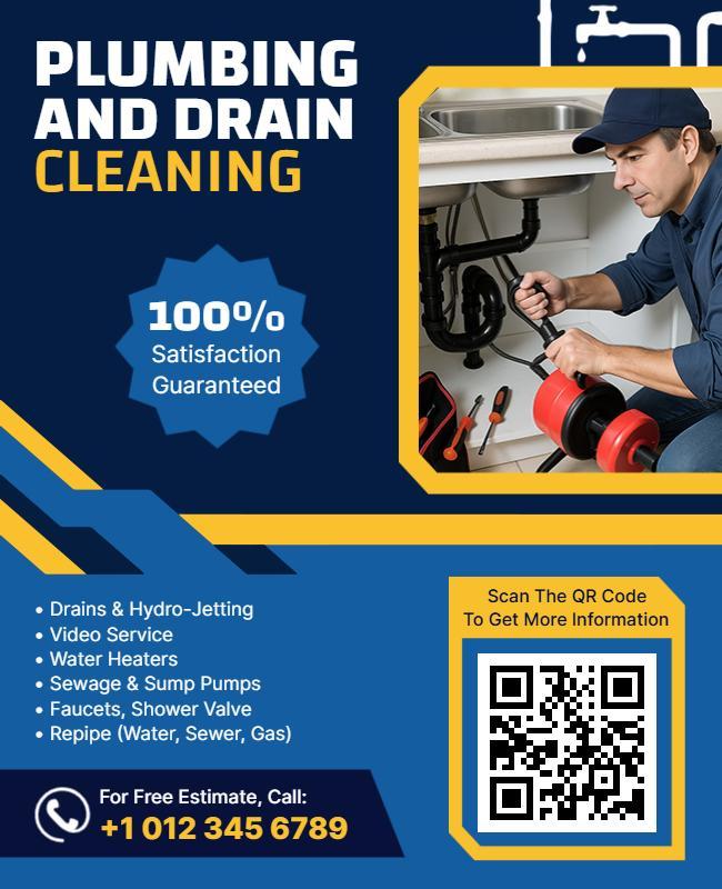 Modern Plumbing and Drain Cleaning Service Flyer Template
