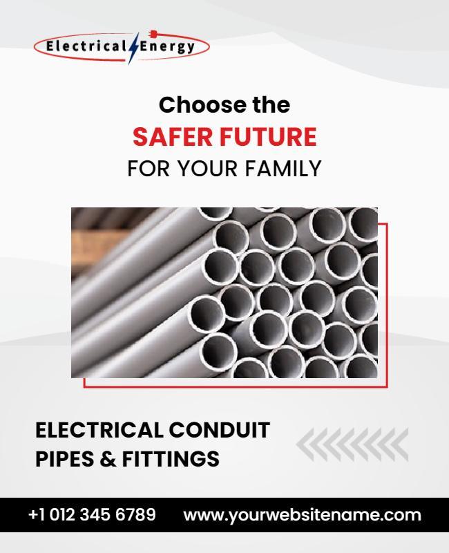 Modern Professional Electrical Conduit Pipes and Fittings Poster Template