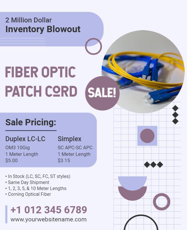 Modern Promotional Fiber Optic Patch Cord Sale Poster Template