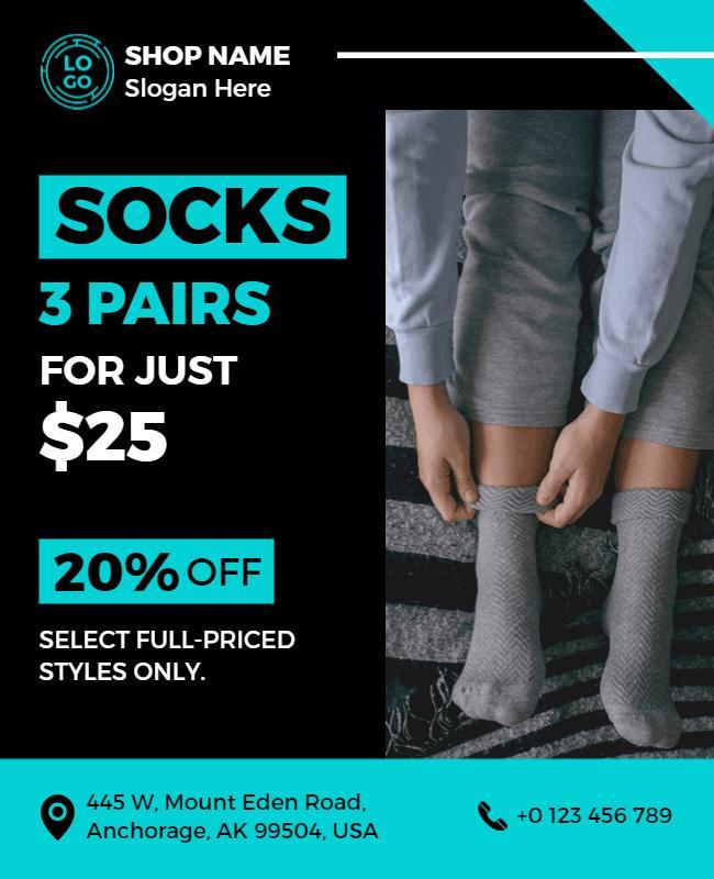 Modern Promotional Sale for Colorful Socks Offer Poster Template