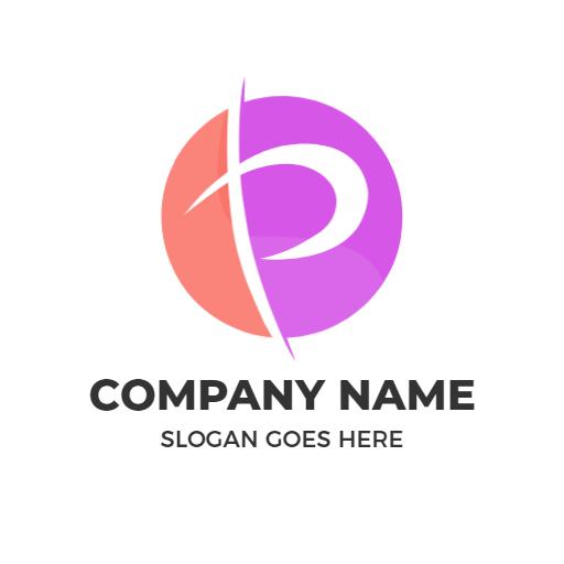Modern Purple and Orange Circular P Letter Design Logo Template