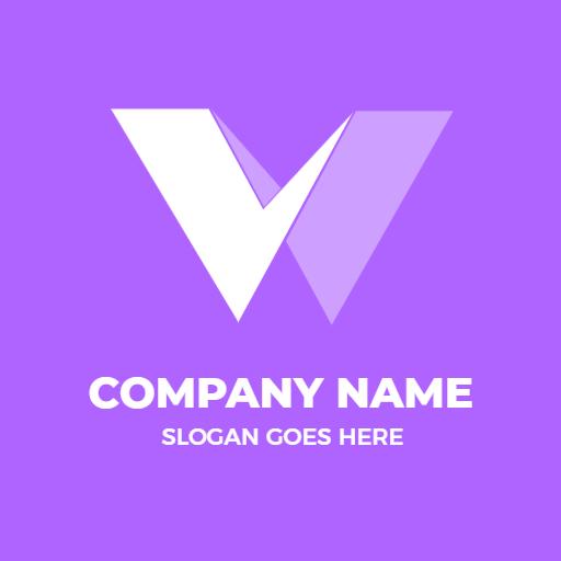 Modern Purple and White W Letter Design for Branding Logo Template