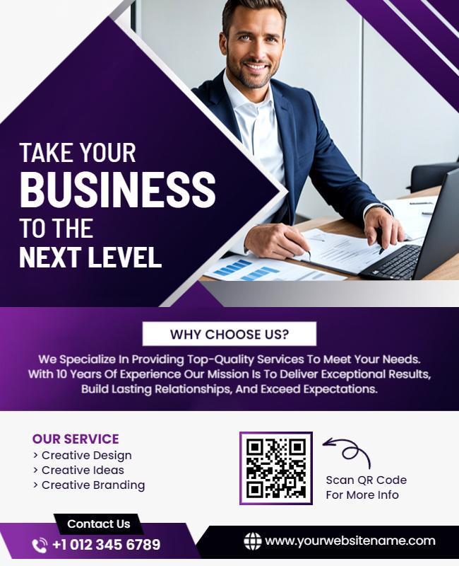 Modern Purple Business Growth Strategy Poster Template