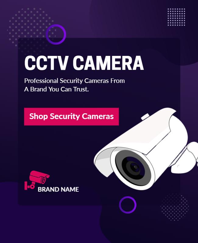 Modern Purple CCTV Camera Security Sale Poster Template