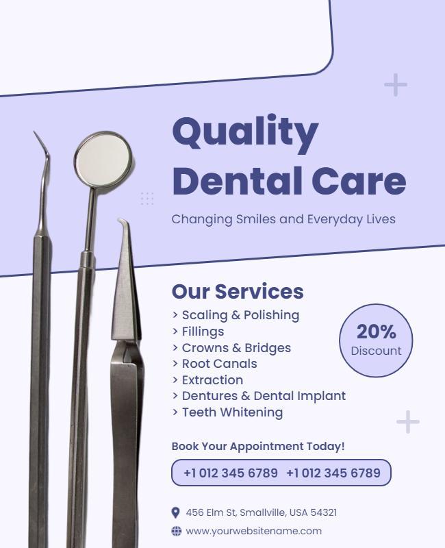 Modern Purple Dental Care Services Advertisement Poster Template