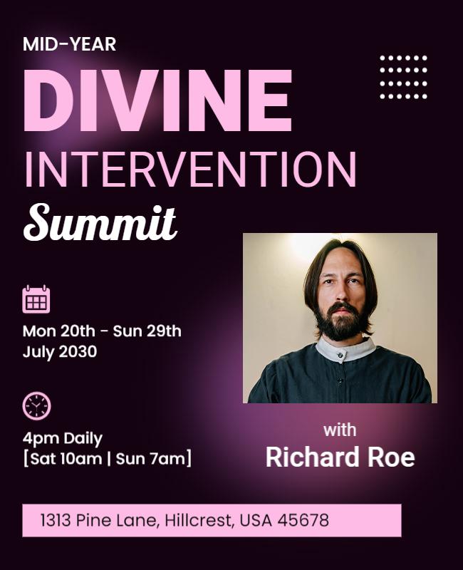 Modern Purple Divine Intervention Summit Poster Template