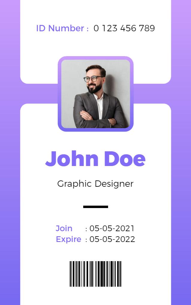 Modern Purple Graphic Designer Identity Card Template