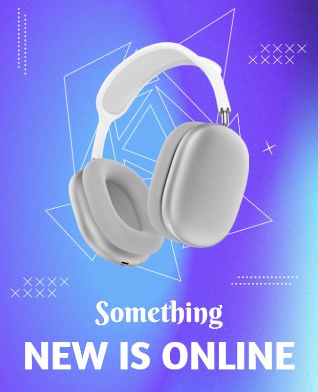 Modern Purple Headphones Digital Launch Announcement Poster Template