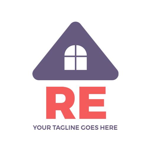 Modern Purple House Design Representing Real Estate Logo Template