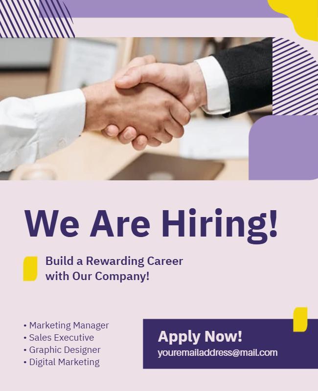 Modern Purple Job Recruitment Hiring Announcement Poster Template