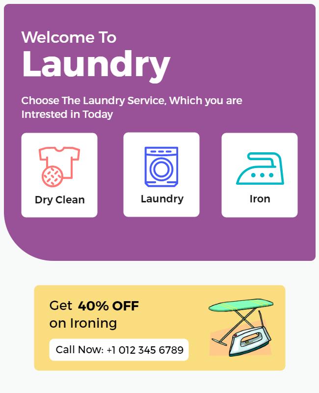 Modern Purple Laundry Service Promotion Poster Template