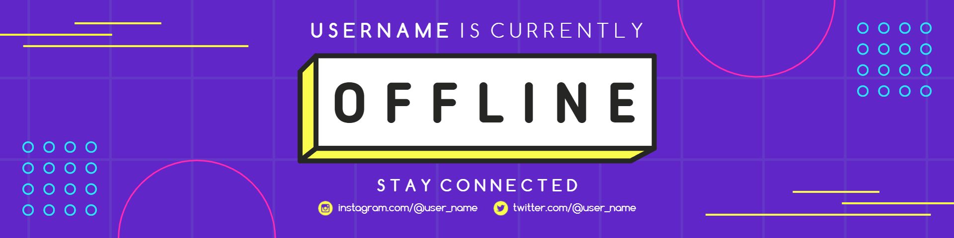 Modern Purple Layout with Offline Status for Twitch Banner Template