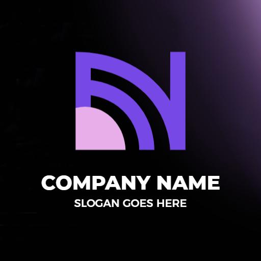 Modern Purple N Letter Design Representing Communication Logo Template