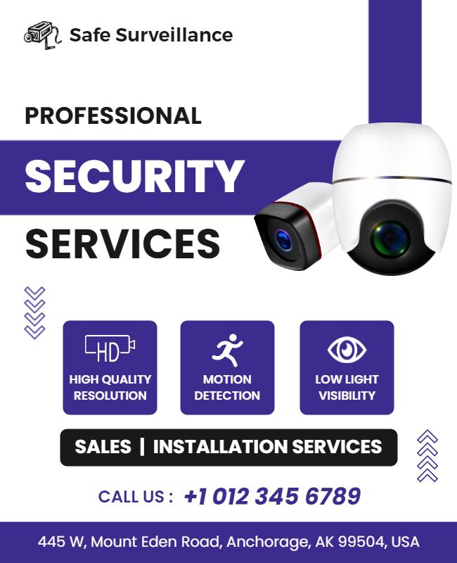 Modern Purple Security Services Professional Poster Template