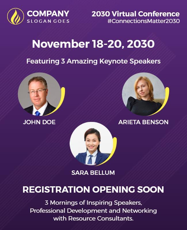 Modern Purple Virtual Conference Networking Event Poster Template