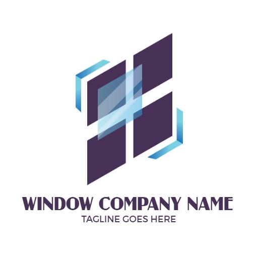 Modern Purple Window Design with Geometric Shapes Logo Template