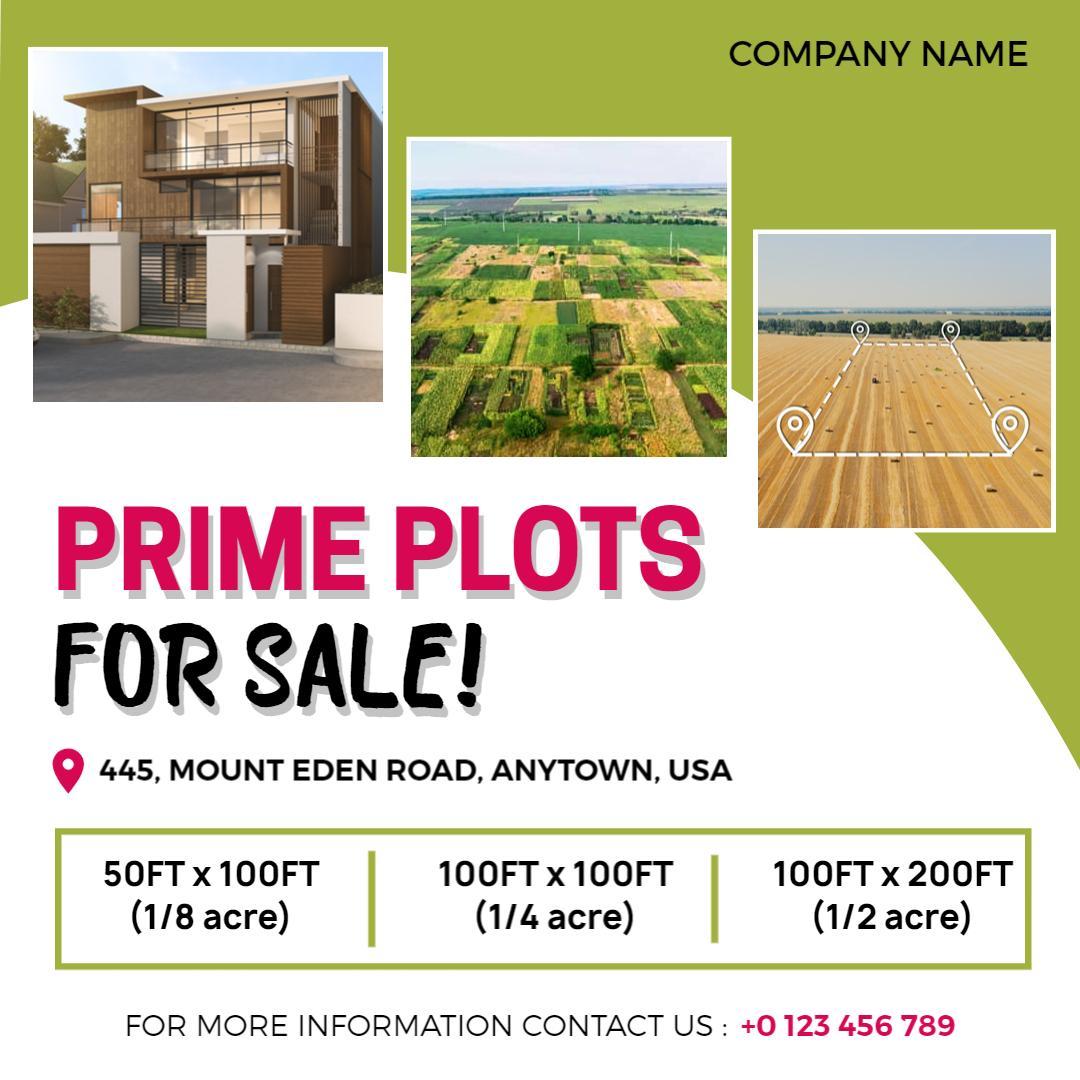 Modern Real Estate Listings for Sale with Detailed Lot Sizes Ad Template