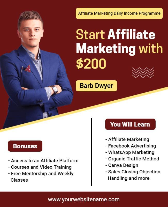 Modern Red Affiliate Marketing Training Programme Poster Template