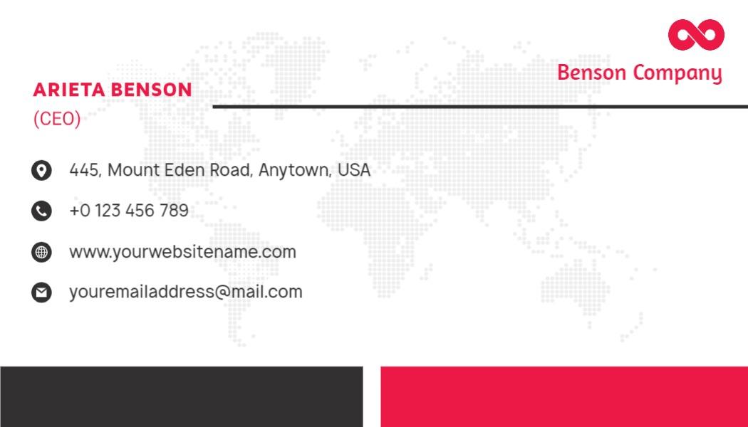 Modern Red and Black Corporate World Map Business Card Template