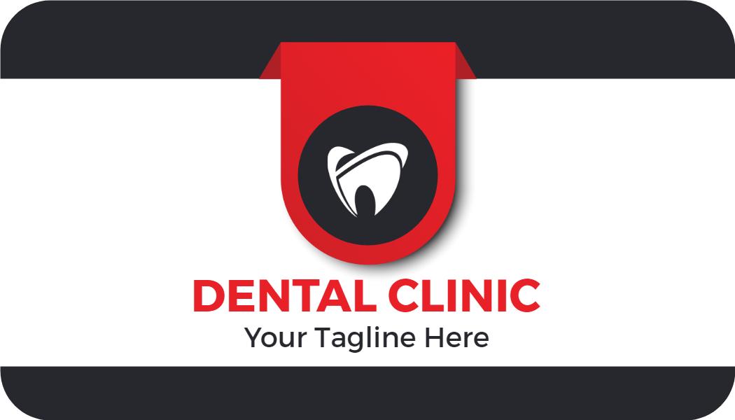 Modern Red and Black Dental Clinic Business Card Template