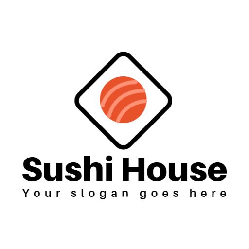 Modern Red and Black Design Featuring Sushi House Logo Template
