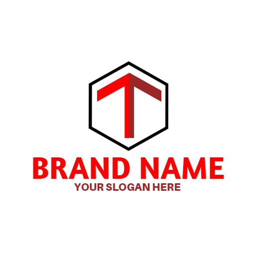 Modern Red and Black T Letter Design for Branding Logo Template