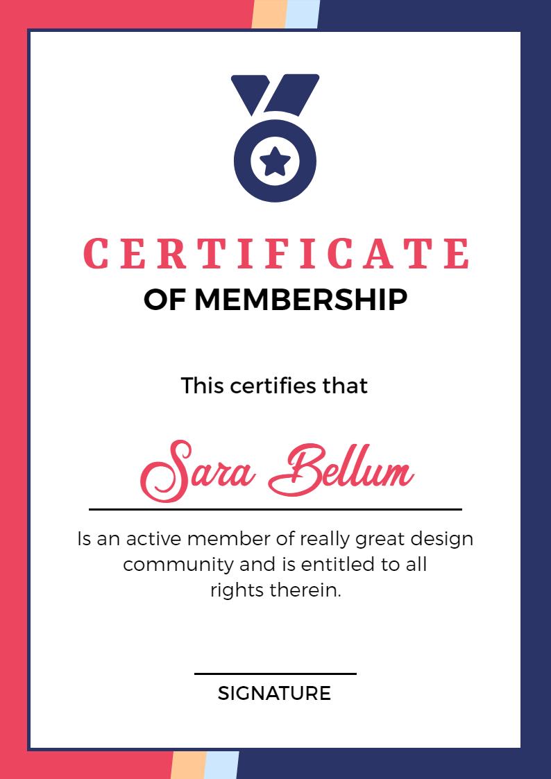 Modern Red and Blue Design Community Membership Certificate Template