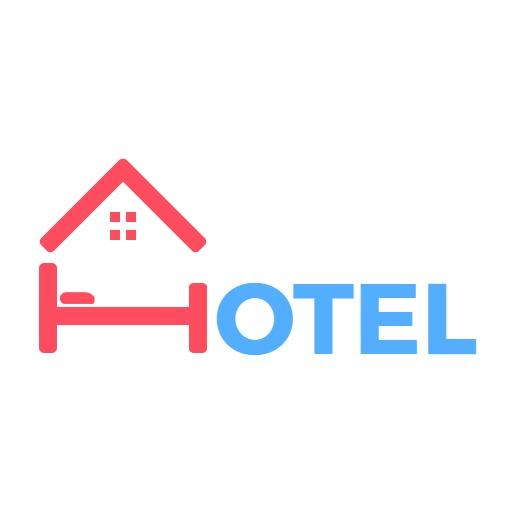 Modern Red and Blue Hotel Symbolizing Comfort and Luxury Logo Template