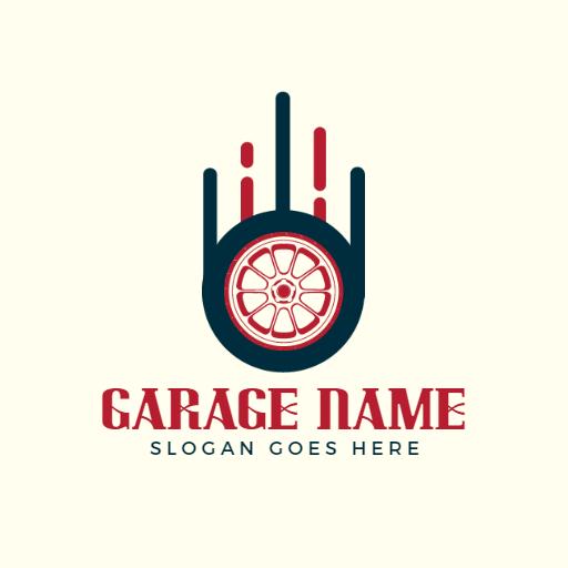 Modern Red and Blue Wheel Design for Garage Services Logo Template