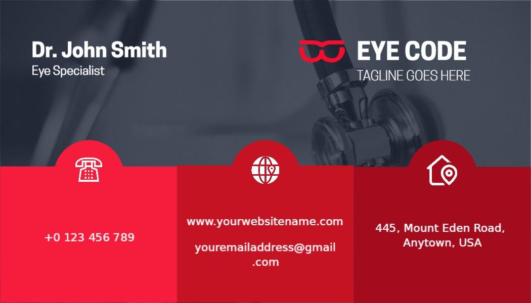 Modern Red and Grey Eye Specialist Medical Business Card Template