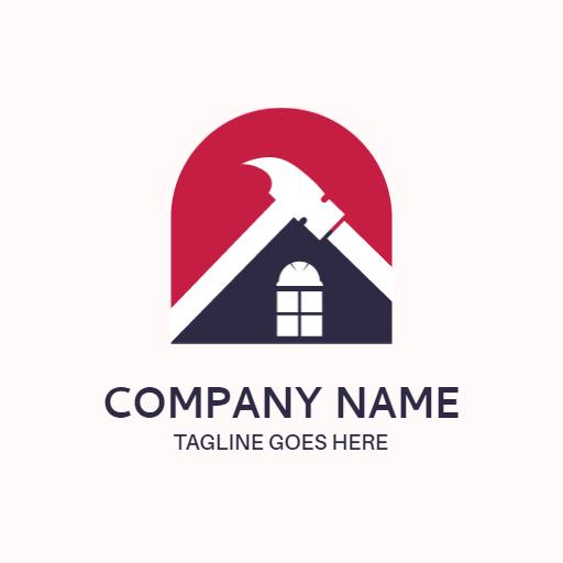 Modern Red and White House Design Representing Construction Logo Template