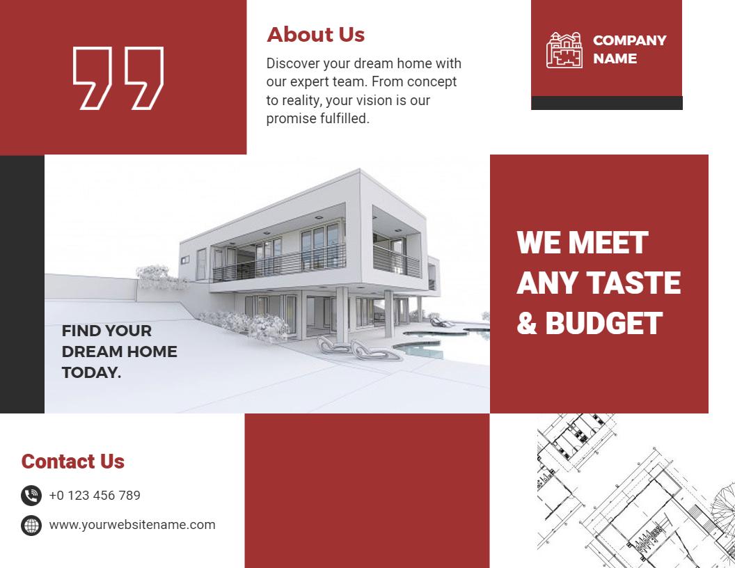 Modern Red and White Real Estate Dream Home Brochure Template