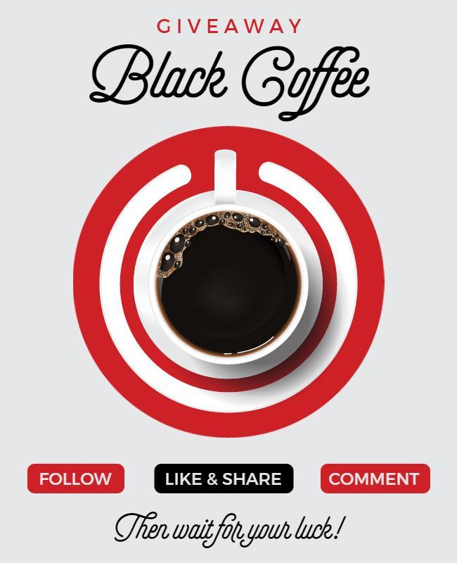 Modern Red Black Coffee Giveaway Invitation Poster Template