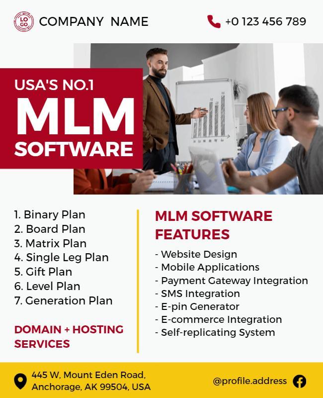 Modern Red Business MLM Software Promotional Poster Template