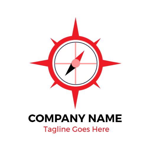 Modern Red Compass Design Representing Expert Surveyors Logo Template