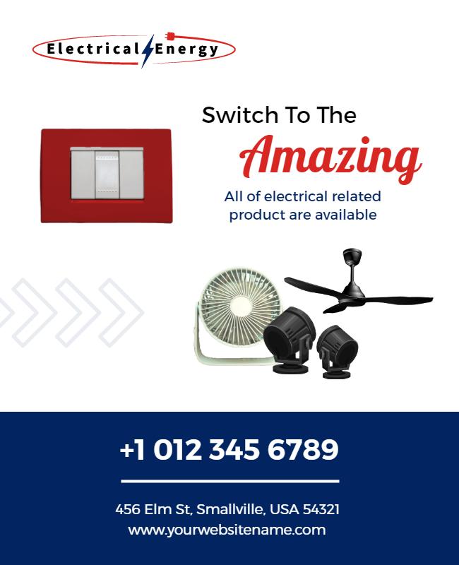 Modern Red Electrical Products Showcase Poster Template