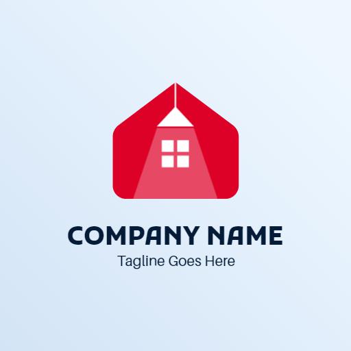 Modern Red House Design Signifying Real Estate Services Logo Template
