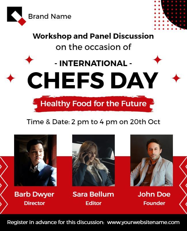 Modern Red International Chefs Day Workshop Poster Template